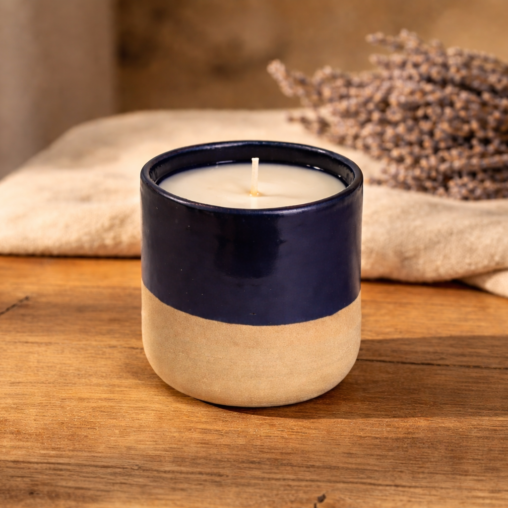 Bougie Or Rouge du Midi en céramique – Safran & Mandarine