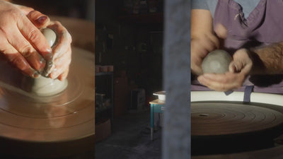 Vidéo montrant le savoir-faire artisanal dans notre atelier en Provence : des potiers façonnent à la main les pots en céramique aux lignes épurées qui deviendront nos bougies rechargeables et mugs design.